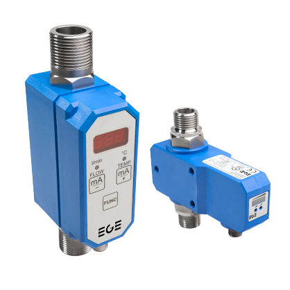 Flow rate sensors for fluid media with an end value of 10...100 l/min